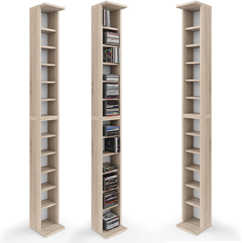 Vicco Scaffale porta cd, Sonoma, 21 x 183.6 cm Set di 2