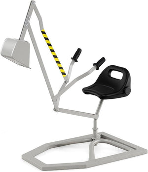 Escavatore per Bambini, Scavatore di Sabbia da Spiaggia con Controlli a 2 Mani e Pala Flessibile, Sedile Girevole a 360°, Escavatore da Costruzione per Esterni, 3 Anni+ (con Base Grigio)