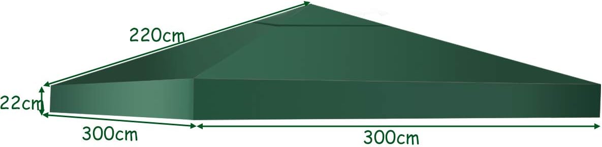 Copertura per Gazebo, Tetto Ricambio per Gazebo, Tetto del Padiglione 3x3 m (Verde)