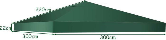 Copertura per Gazebo, Tetto Ricambio per Gazebo, Tetto del Padiglione 3x3 m (Verde)