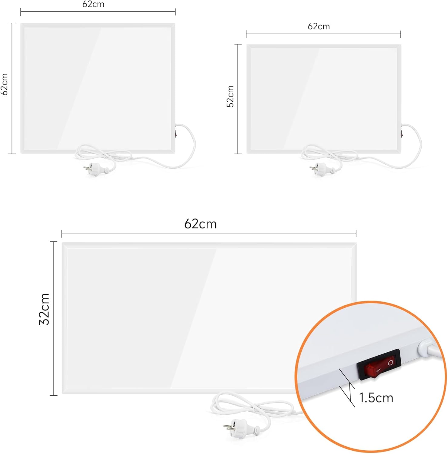 ZMH Termoriscaldatore a Infrarossi 350W Protezione da Surriscaldamento, per Camera/Soggiorno