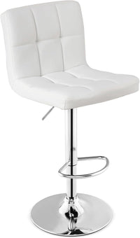 Set Sedie da Bar in Ecopelle con Altezza Regolabile, Seduta Girevole a 360°, Poggiapiedi e Base Metallica Antiscivolo, Sgabelli da Pranzo per Isola Cucina Bar, Portata 150 kg (Bianco,1)