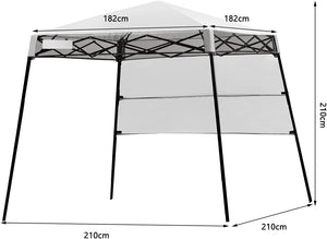 Gazebo Pieghevole da Giardino 210 x 210CM, Struttura in Acciaio, Altezza Regolabile, Gazebo da Esterno con Borsa, Ideale per Feste, Barbecue, Giardino e Spiaggia (bianco)