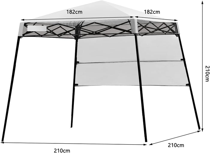 Gazebo Pieghevole da Giardino 210 x 210CM, Struttura in Acciaio, Altezza Regolabile, Gazebo da Esterno con Borsa, Ideale per Feste, Barbecue, Giardino e Spiaggia (bianco)