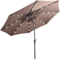 Ombrellone da Giardino con LED Luci ?300 cm, Parasole da Esterno Ombrello da Spiaggia (Marrone)