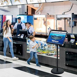 Supporto Poster Menù Stand per Pubblicità da Terra in Metallo, Girevole e Regolabile in Altezza, A4 / A3 (A3 Nero)