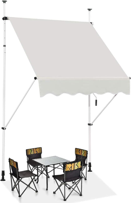 Tenda da Sole per Esterno, Tenda da Sole a Bracci Estensibili con Struttura Telescopica e Tessuto Resistene ai Raggi Solari, Regolabile in Altezza e in Angolazione (150 x 120 cm Beige)