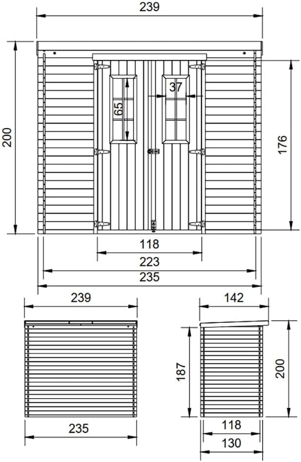 TIMBELA M310C Casetta da Giardino in Legno per Esterni 239x142xA200 cm/2.6m2