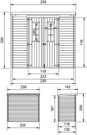 TIMBELA M310C+M310G Casetta da Giardino in Legno per Esterni CON PAVIMENTO TRATTATO 239x144xA200 cm/2.6m2 