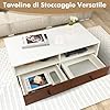 Tavolino da caffè con 2 Cassetti, Tavolino da Salotto Rettangolare in Legno, Tavolino Moderno Semplice per Soggiorno, Camera da Letto e Ufficio, Bianco