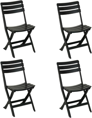 Sedia da giardino in plastica pieghevole, Pratik, Set da 4 pz sedie per esterno Tomaino - Antracite