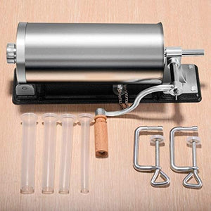 3kg Insaccatrice per Salsiccia Macchina per Salsicce Insaccatrice Manuale in Acciaio Inossidabile, Salsicce Siringa con 4 Tubi di Riempimento