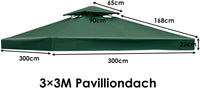 Tetto di Ricambio per Gazebo da Giardino Copertura di Ricambio Gazebo 3 x 3 m (Verde)