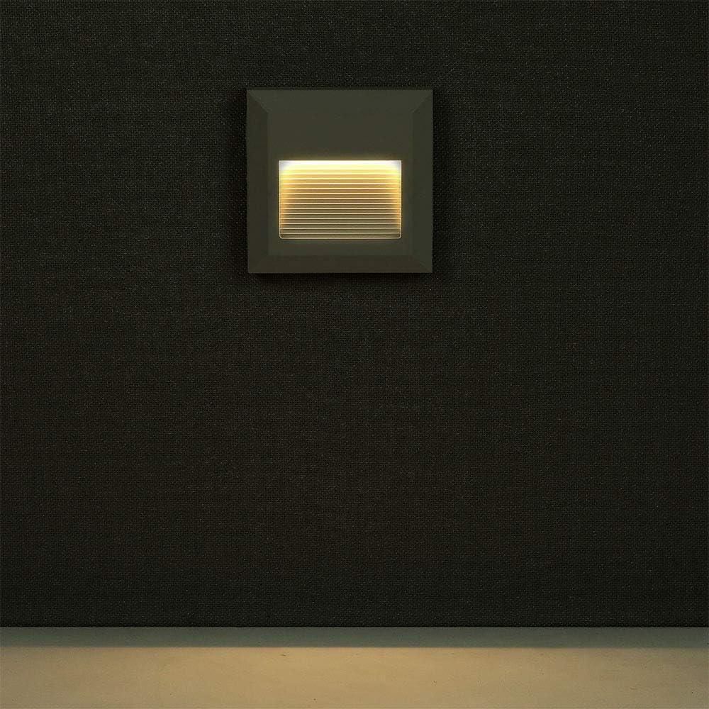 Proiettore led per scale quadrato corpo grigio ip65 2 watt luce neutra 4000k