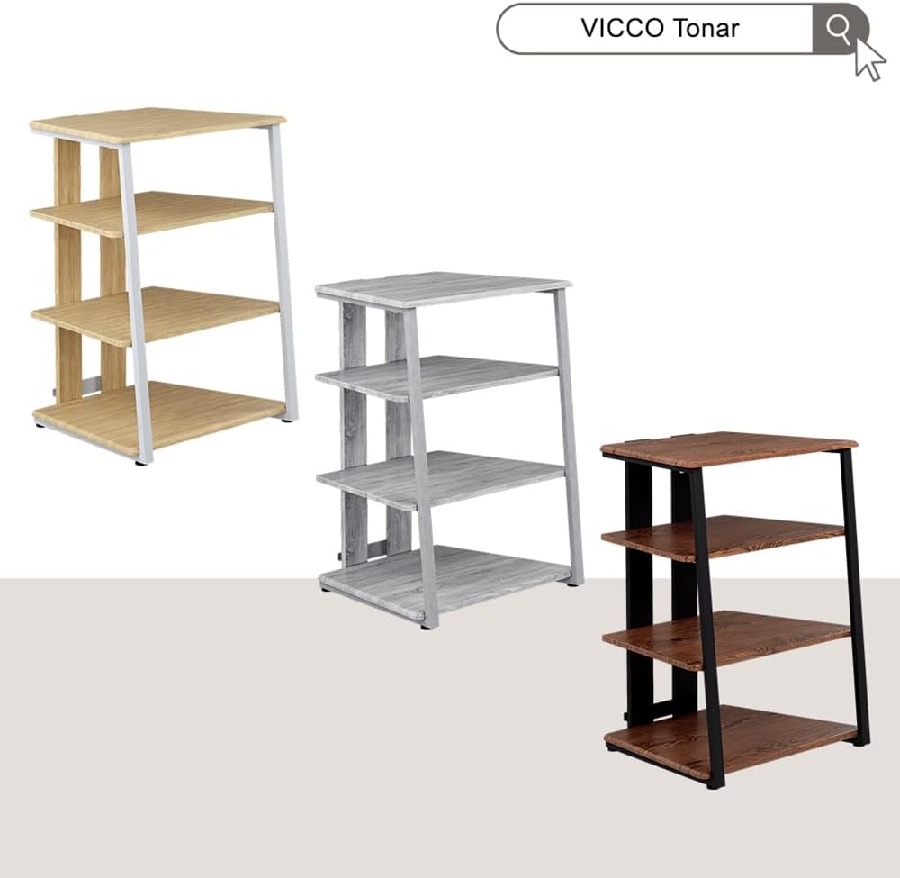 Ripiano portaoggetti Tonar, Rovere rustico/nero, 61 x 78 cm 4 ripiani aperti