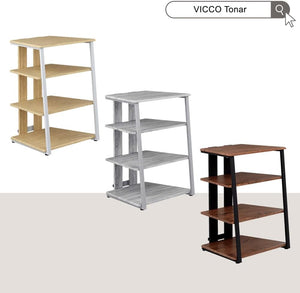 Ripiano portaoggetti Tonar, Rovere rustico/nero, 61 x 78 cm 4 ripiani aperti