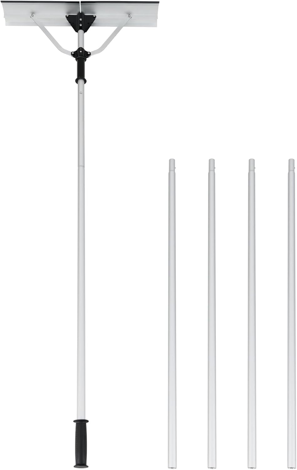 Restrello da Neve per Tetto Lungezza 635 cm, Rastrello per Neve Telescopico con Testa Pieghevole, Restrello in Alluminio Allungabile con 5 Asta Rimozione Neve, Pala da Neve per Tetto