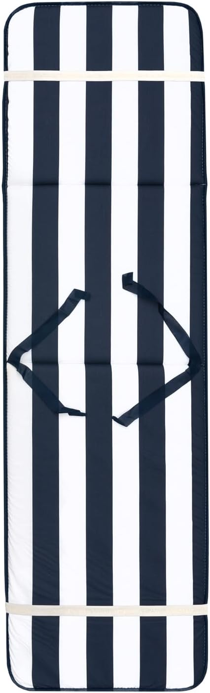 Cuscino Sdraio Poltrona Morbido A Righe Copri Lettino Prendisole Pieghevole Made In Italy Blu