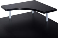 Scrivania Salvaspazio, Scrivania con Cassetti, Vassoio per Tasteriera, Ripiani e Porta Stampante, Scrivania Porta PC per Ufficio e Studio, 120 x 55 x 76 cm, Portata 60 kg (Nero)