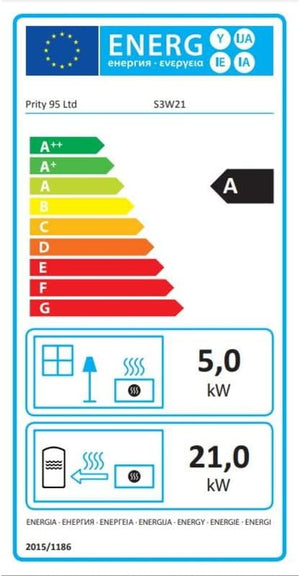 Stufa a legna per impianto di riscaldamento centralizzato. Peccato S3W21. 21 + 5kw Potenza di riscaldamento