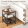 Tavolino da Salotto a 3 Ripiani, Comodino Quadrato con Due Mensole in Rete, Tavolino Moderno ed Elegante per Soggiorno, Camera da Letto e Cucina, 40 x 40 x 54 CM, Marrone