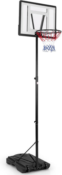 Canestro da Basket Portatile, Supporto Regolabile in Altezza a 8 Posizioni con Tubo Centrale Rimovibile, Base Ampia, Canestro da Basket da Interno e da Esterno