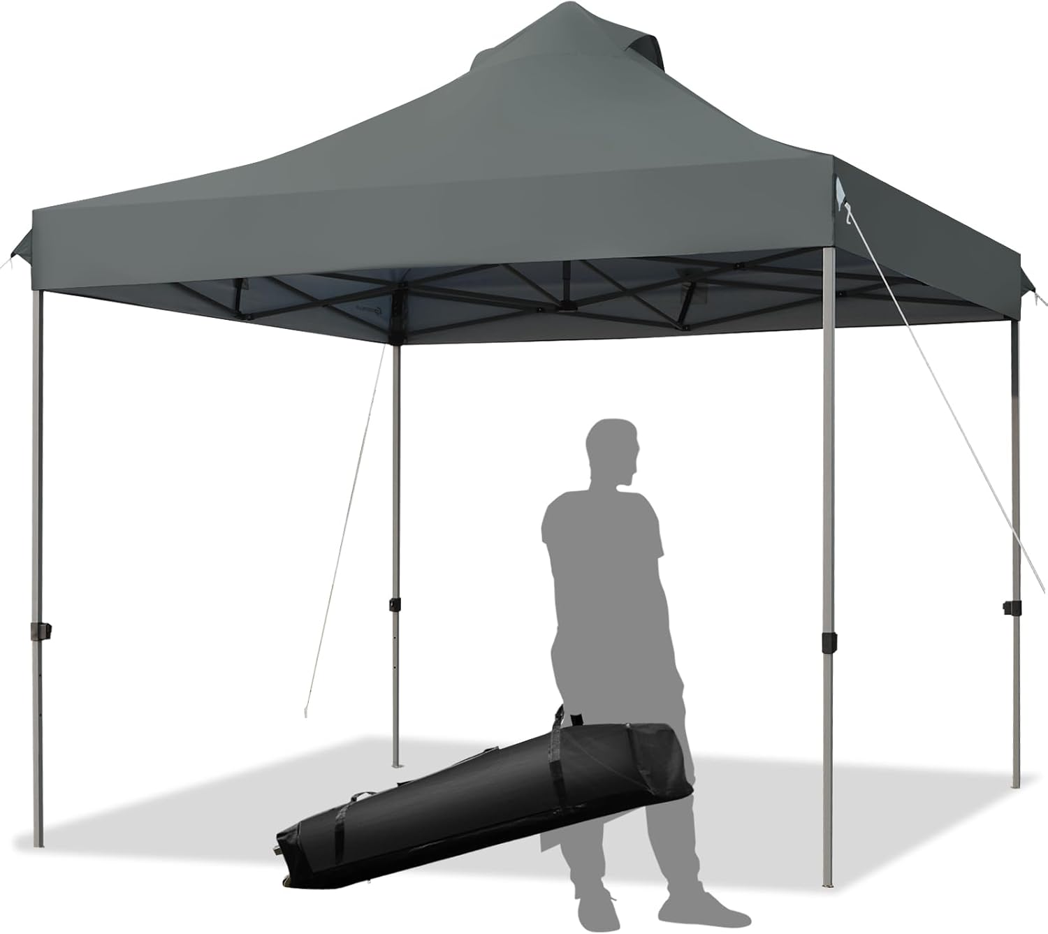 Gazebo Pieghevole da Giardino 3 x 3 m, Gazebo da Esterno con Design Pop Up, Borsa a Ruote, 3 Altezza Regolabile, Ideale per Feste, Giardino e Spiaggia(Grigio)