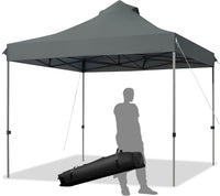 Gazebo Pieghevole da Giardino 3 x 3 m, Gazebo da Esterno con Design Pop Up, Borsa a Ruote, 3 Altezza Regolabile, Ideale per Feste, Giardino e Spiaggia(Grigio)