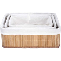 SET 3 CESTINI PORTA OGGETTI IN BAMBU' FODERA INTERNA RETTANGOLARI VERDELOOK 12/111