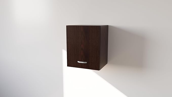 Pensile Cucina in Legno Nobilitato Wengè Mobile Alto con 1 Anta, Pensile Componibile Moderno Made in Italy (H48XL45XP33cm)