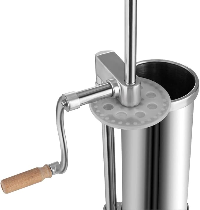 3 kg Insaccatrice per Salsicce, Macchina per la Produzione di Salsicce, Insaccatrice Manuale in Acciaio Inossidabile, Salsicce Siringa con 4 Tubi di Riempimento