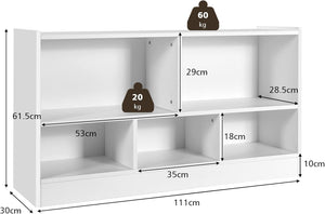 Libreria per Bambini e Organizer Giocattoli, Scaffale di Legno Con 5 Scompartimenti, Per Stanza dei Giochi Camera Dei Bambini Angolo di Lettura Classe Scuola Materna (Bianco)