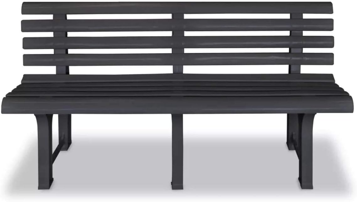Panchina 3 Posti Da Esterno E Interno, Panchina Da Giardino In Plastica, Comoda E Resistente colore antracite Tomaino