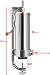 3 kg Insaccatrice per Salsicce, Macchina per la Produzione di Salsicce, Insaccatrice Manuale in Acciaio Inossidabile, Salsicce Siringa con 4 Tubi di Riempimento