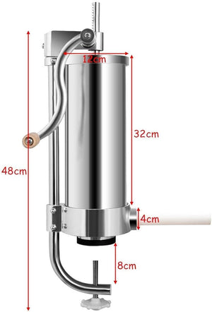 3 kg Insaccatrice per Salsicce, Macchina per la Produzione di Salsicce, Insaccatrice Manuale in Acciaio Inossidabile, Salsicce Siringa con 4 Tubi di Riempimento