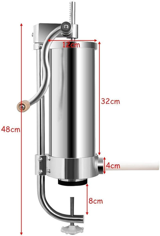3 kg Insaccatrice per Salsicce, Macchina per la Produzione di Salsicce, Insaccatrice Manuale in Acciaio Inossidabile, Salsicce Siringa con 4 Tubi di Riempimento
