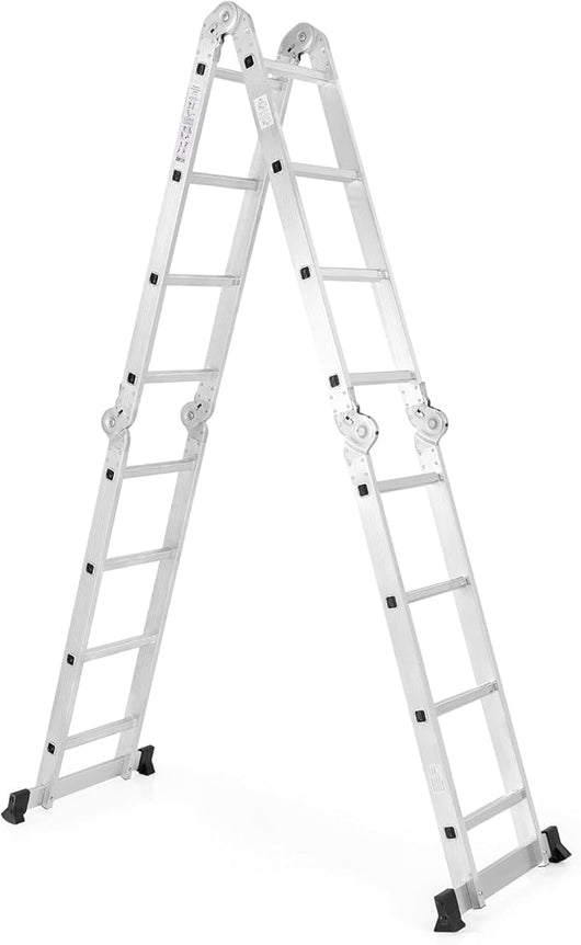 Scala Multifunzione 7 in 1, Scala Pieghevole in Alluminio 461 cm con Snodi di Bloccaggio Sicuri e Piedini Antiscivolo, Scala Leggere e Alta per Casa e Esterno, Portata 150 kg