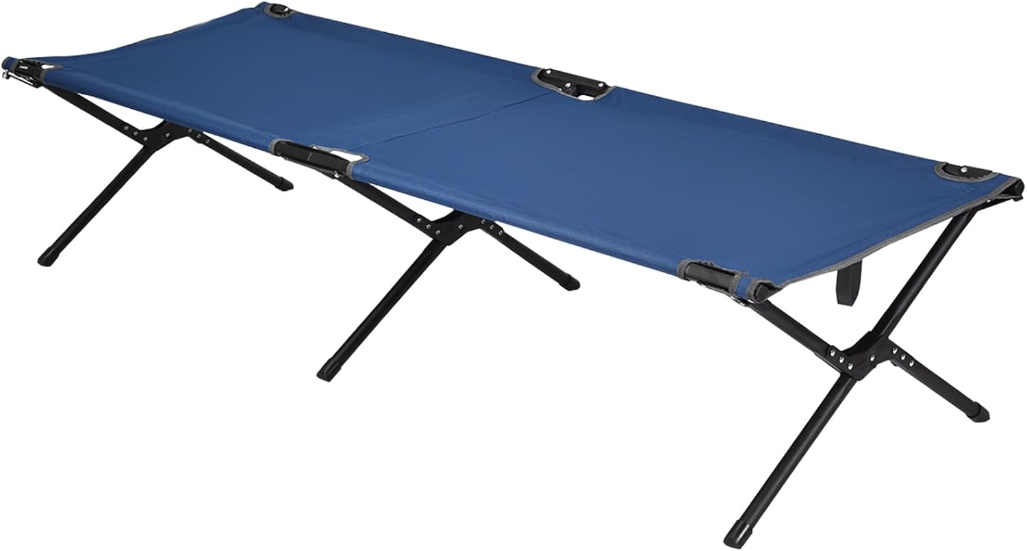 Brandina Pieghevole da Campeggio, Letto Portatile in Tessuto Oxford, Struttura in Metallo e Borsa di Trasporto,Branda Campeggio per Backpacking Ospiti Viaggi Spiaggia, Portata 136 kg