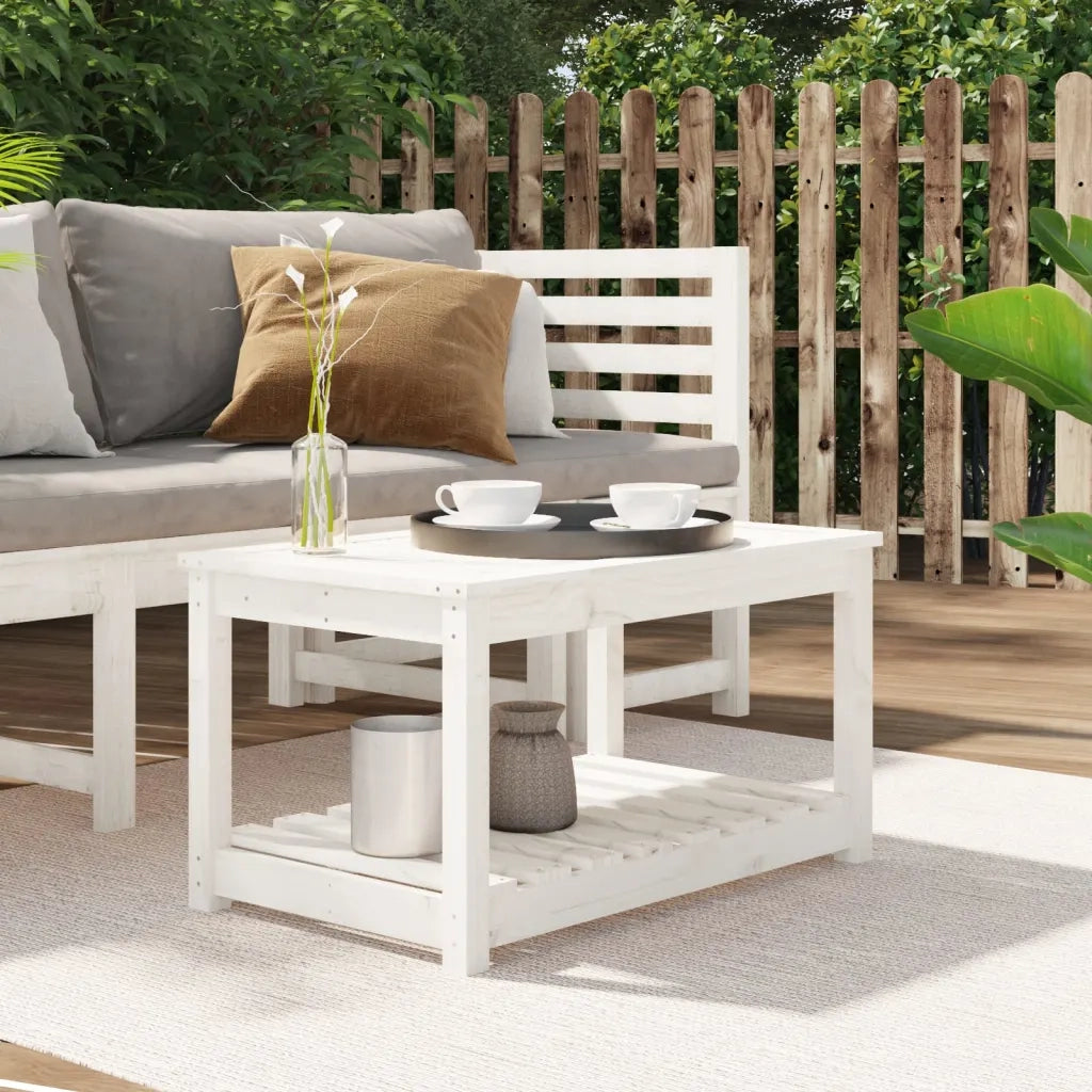 Tavolo da Giardino Bianco 82,5x50,5x45 cm Legno Massello Pino 824135