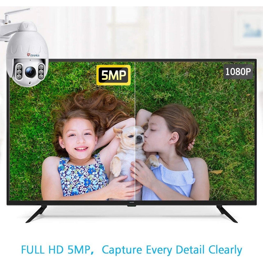 Trade Shop - Telecamera Wifi Esterna Senza Fili 5mp Ptz Ip Dome Sorveglianza 5 X Zoom Ottico -