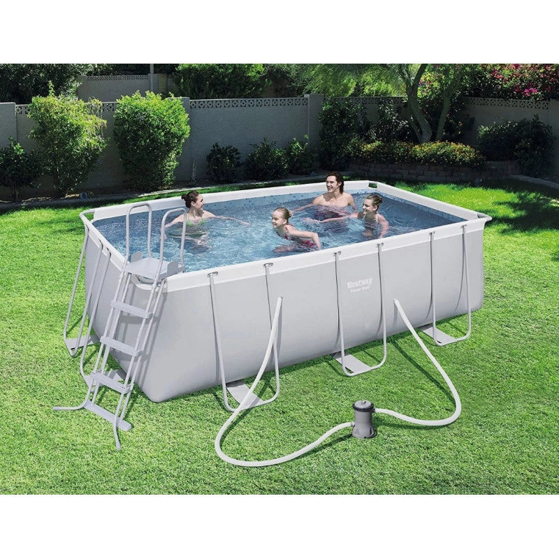 Piscina fuori terra rettangolare con filtro a cartuccia e ChemConnect, 412x201x122 cm con scaletta - Bestway