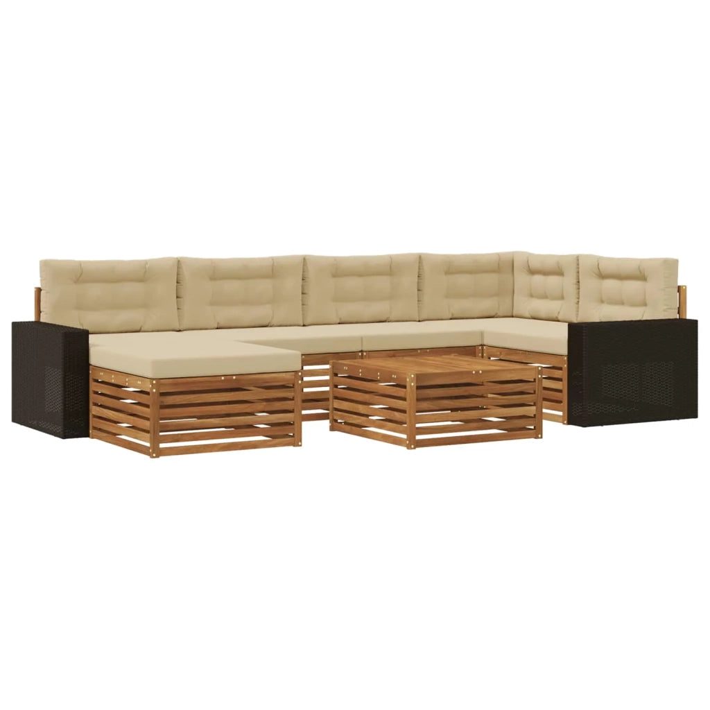 Set di divani da esterno 7 pz Naturale e Beige 3383606