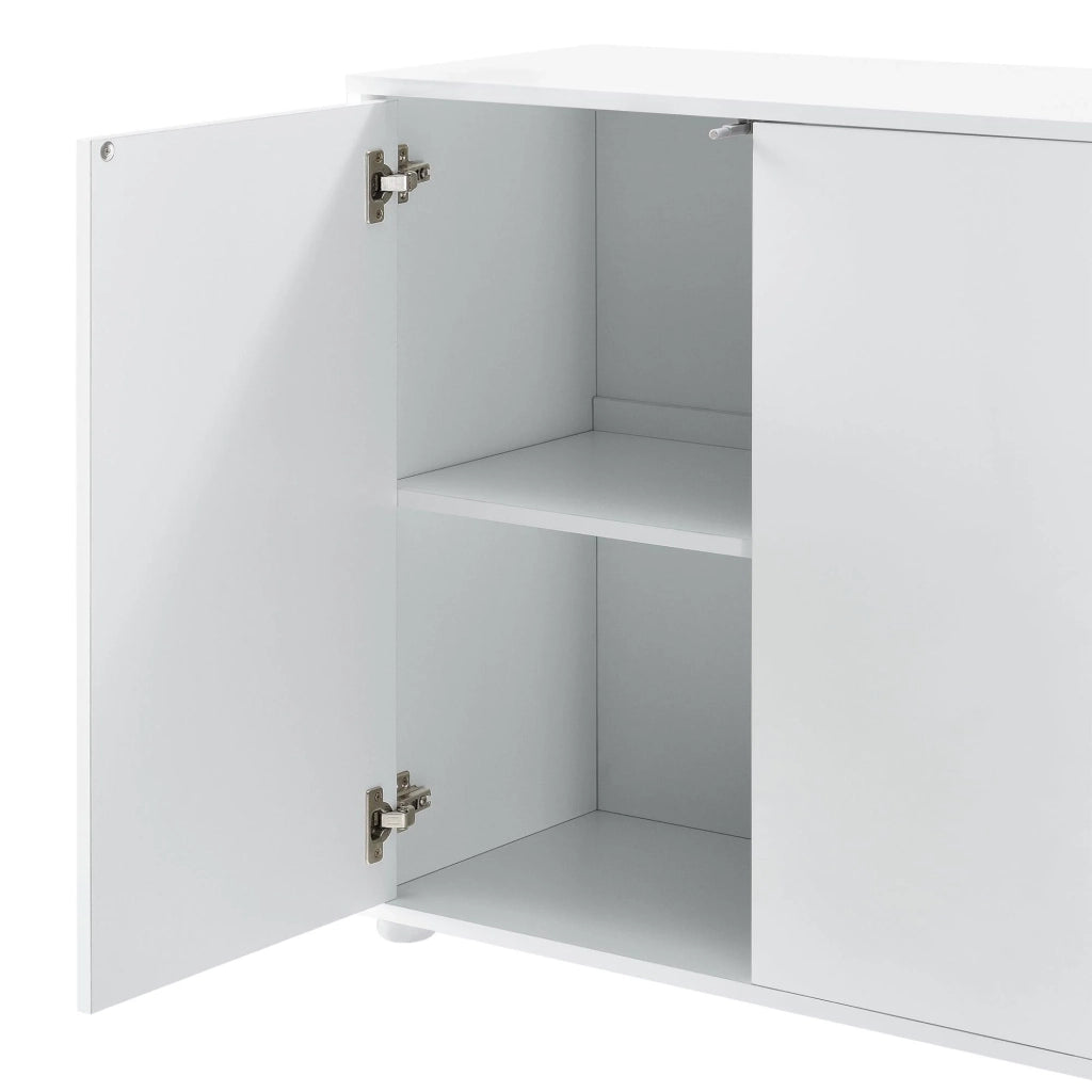 Cassettiera Buffet pratico mobile contenitore con 2 cassetti e 3 ante 117 cm bianco lucido 03_0005046