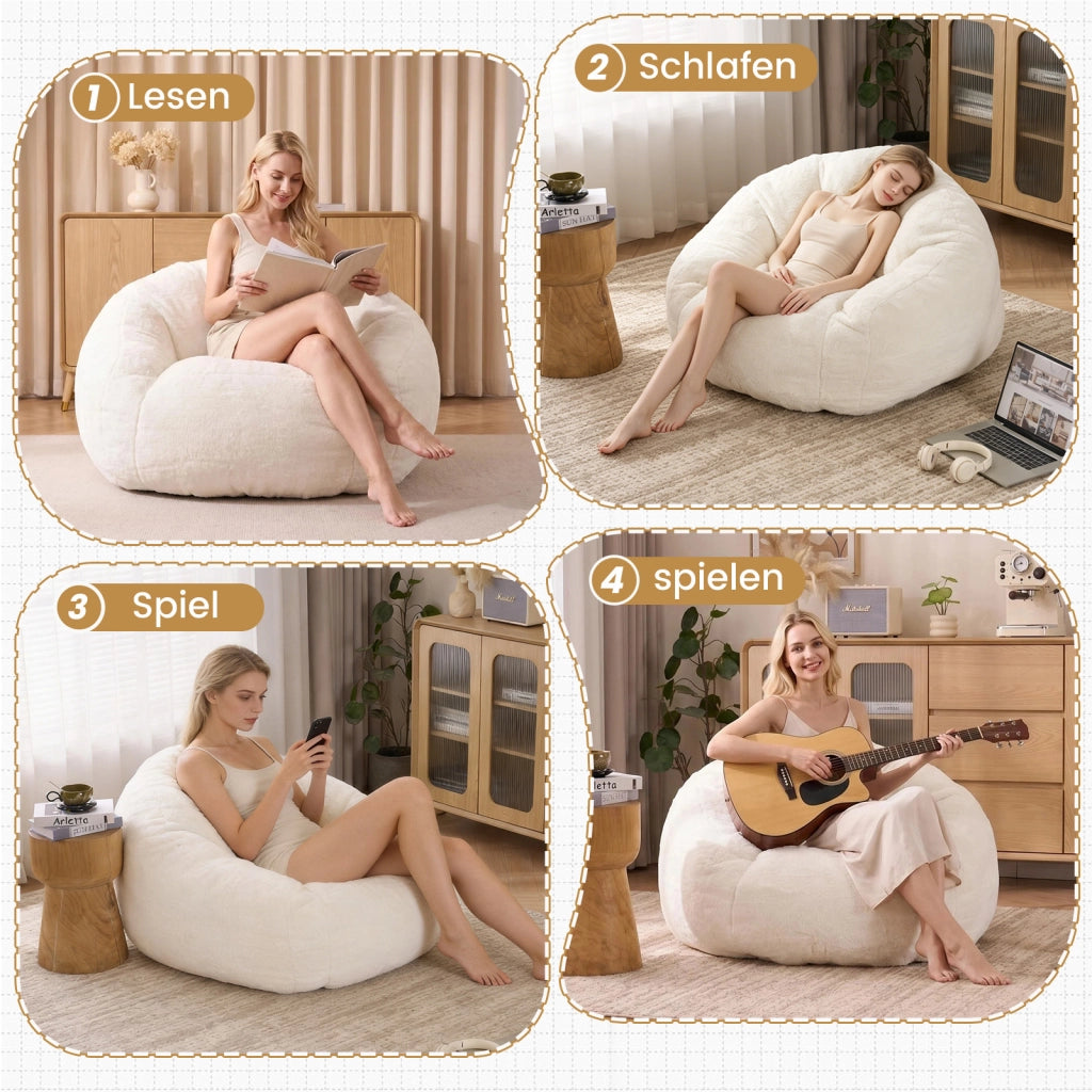 POUF SACCO 45x41x28 cm Poliestere Bianco