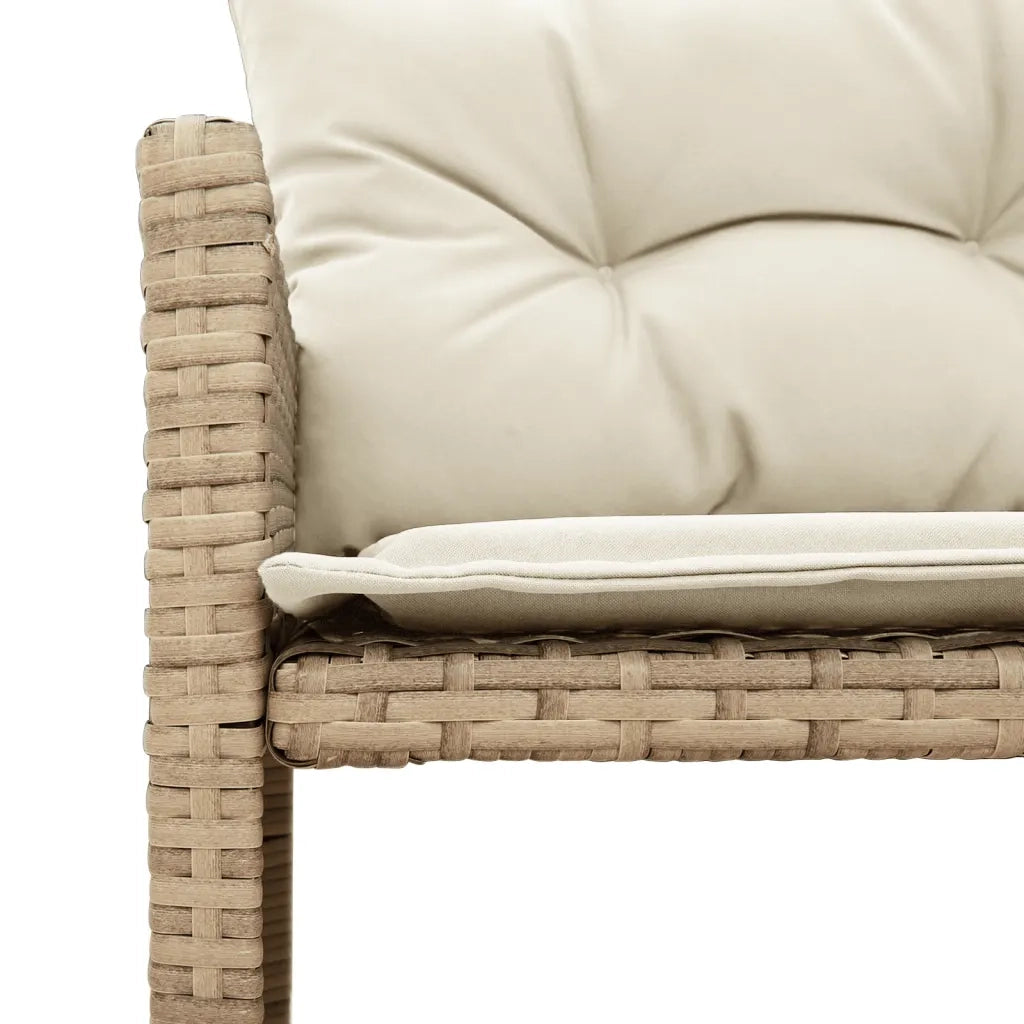 Divano da Giardino con Tavolo e Cuscini a L Beige in Polyrattan 365583