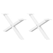 Set di 2 gambe per tavolino da caffè a forma di X 70 x 30 cm design moderno con piedini regolabili acciaio bianco 02_0057160