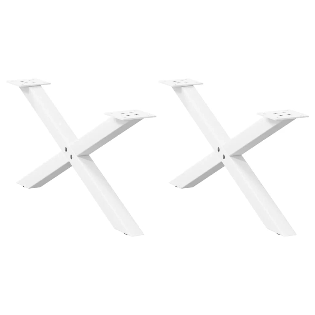 Set di 2 gambe per tavolino da caffè a forma di X 70 x 30 cm design moderno con piedini regolabili acciaio bianco 02_0057160