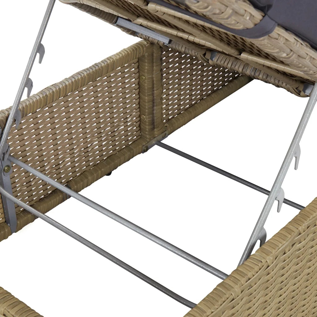 Lettino Prendisole in Polyrattan Marrone e Grigio Scuro cod mxl 23064
