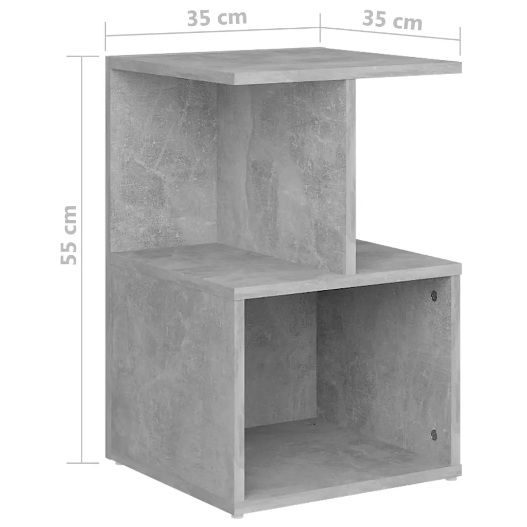 Comodini 2pz Grigio Cemento 35x35x55 cm in Legno Multistrato 806355