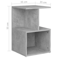 Comodini 2pz Grigio Cemento 35x35x55 cm in Legno Multistrato 806355